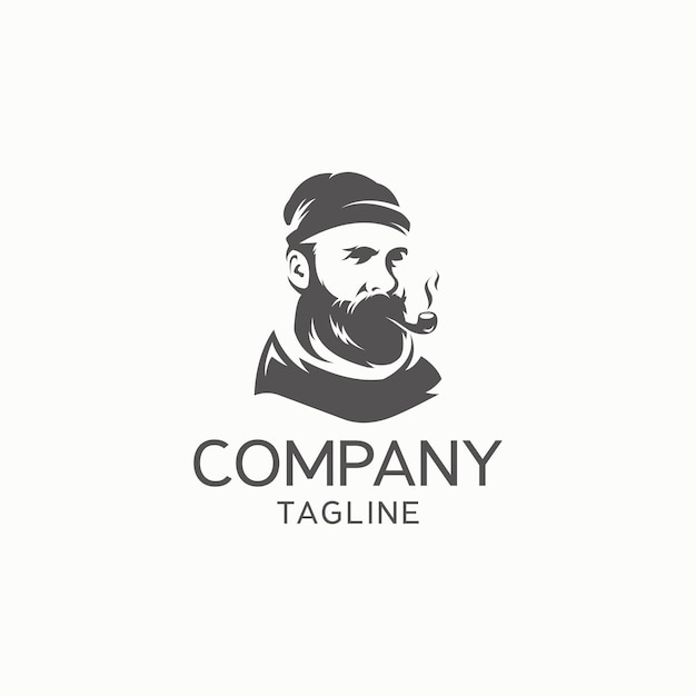 Vector de logotipo de humo de hombre barbudo