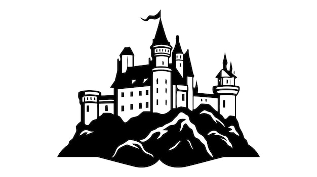 Vector logotipo del icono del castillo negro ilustración vectorial aislada sobre fondo blanco