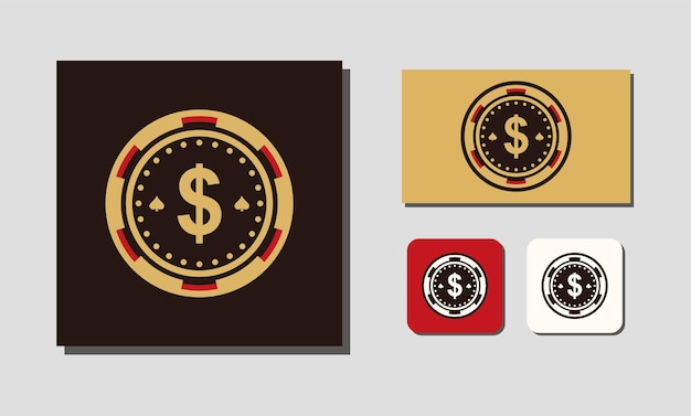 Vector de logotipo de icono de moneda de fichas de oro de casino