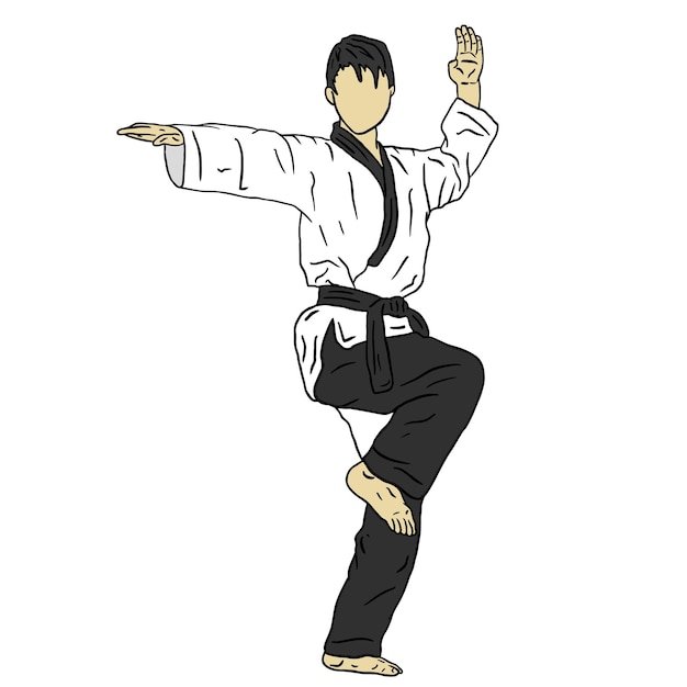 vector de logotipo de icono de personaje de taekwondo