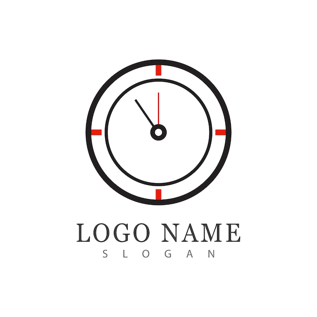 Vector de logotipo de icono de tiempo en diseño plano