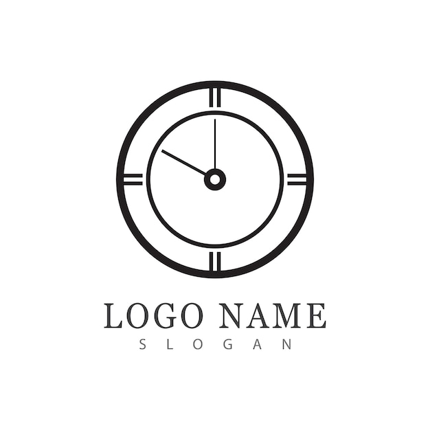 Vector de logotipo de icono de tiempo en diseño plano