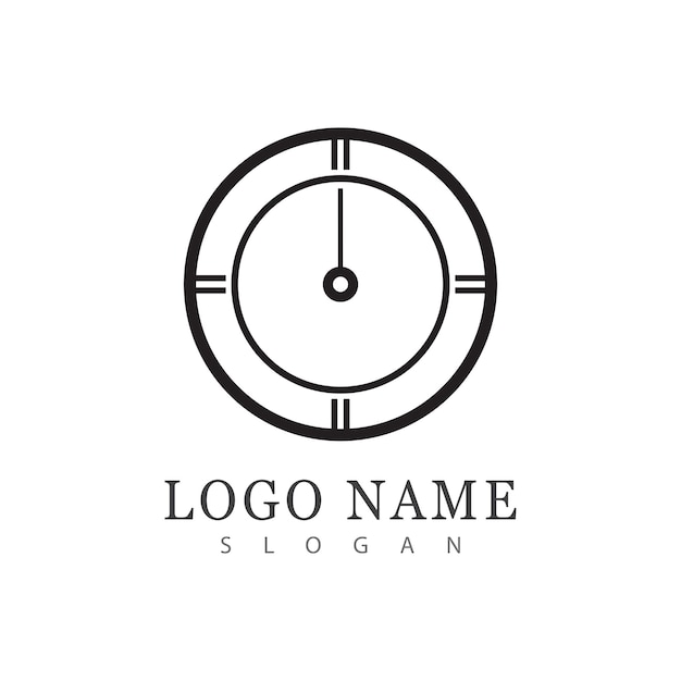 Vector de logotipo de icono de tiempo en diseño plano