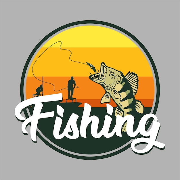 vector de logotipo de ilustración de icono de diseño de pesca