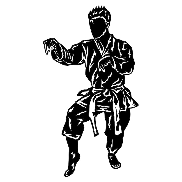 vector de logotipo de ilustración de luchador de karate