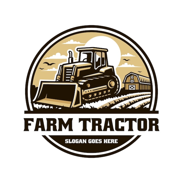 Vector del logotipo de la ilustración del tractor agrícola
