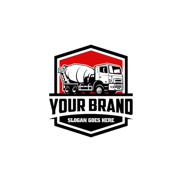 vector de logotipo de ilustración de vehículo de construcción de camión hormigonera