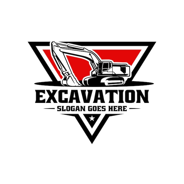 vector de logotipo de insignia de emblema de excavadora