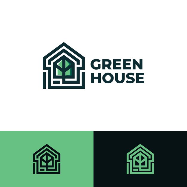 Vector del logotipo del invernadero ecológico
