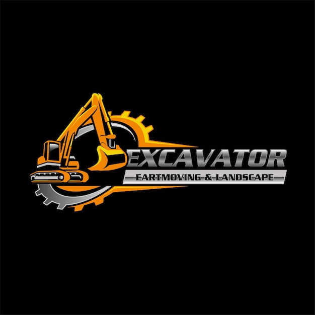 Vector del logotipo de jardinería de la excavadora