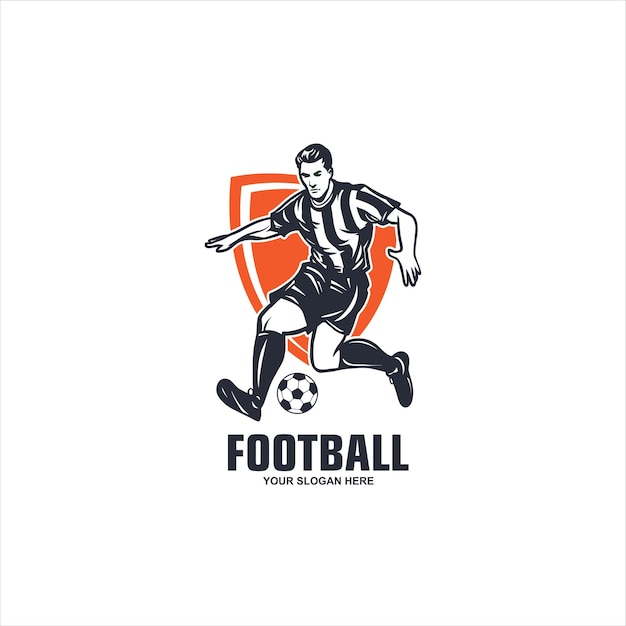 Vector vector del logotipo del jugador de fútbol y futbolista