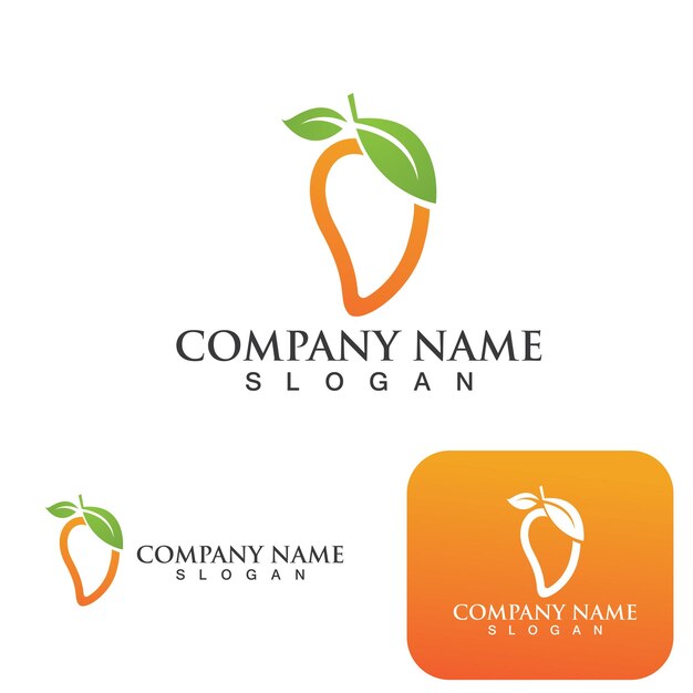 Vector de logotipo de jugo fresco de frutas de mango