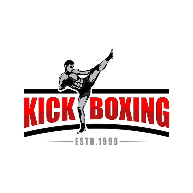 Vector de logotipo de kickboxing y artes marciales mixtas