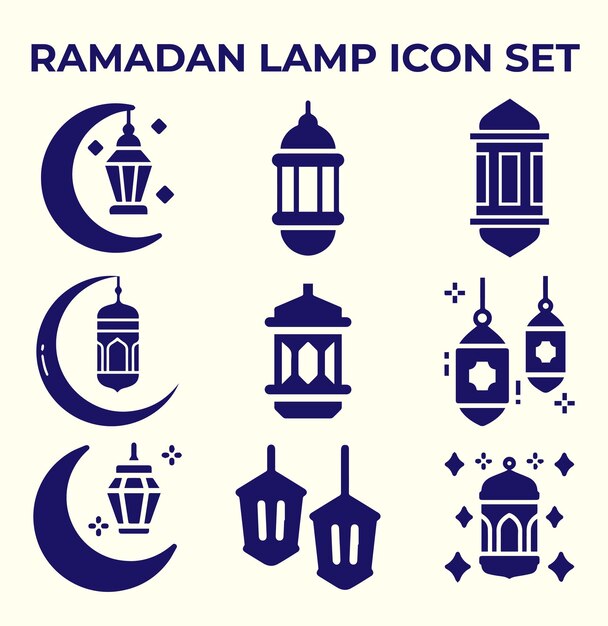 Vector del logotipo de la lámpara de Ramadán o del conjunto de iconos