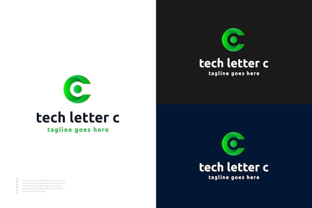 Vector de logotipo de letra c de tecnología