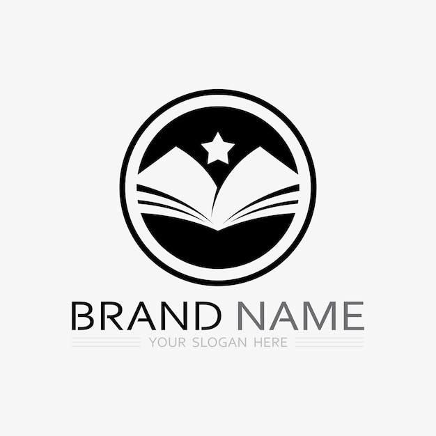 Vector del logotipo del libro e icono educativo de la ilustración
