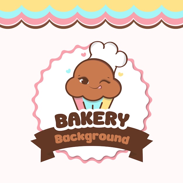 Vector de logotipo lindo pastel de panadería