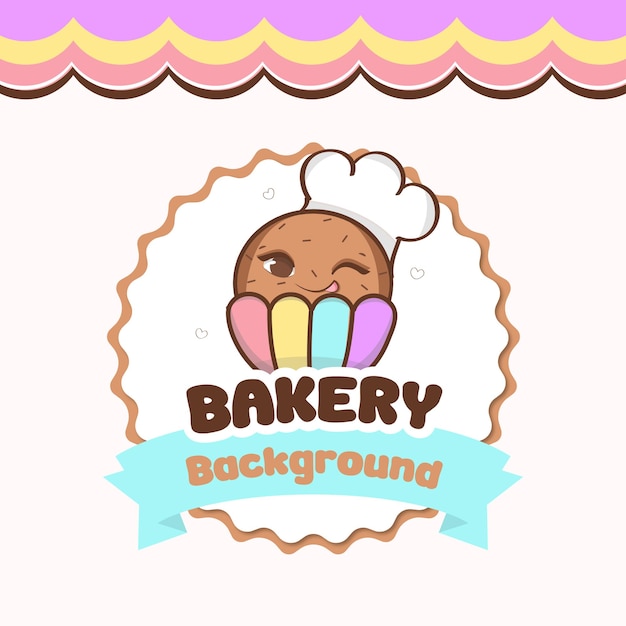Vector de logotipo lindo pastel de panadería