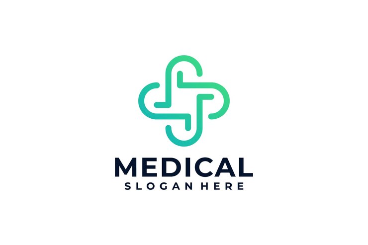 Vector de logotipo de línea médica farmacéutica moderna