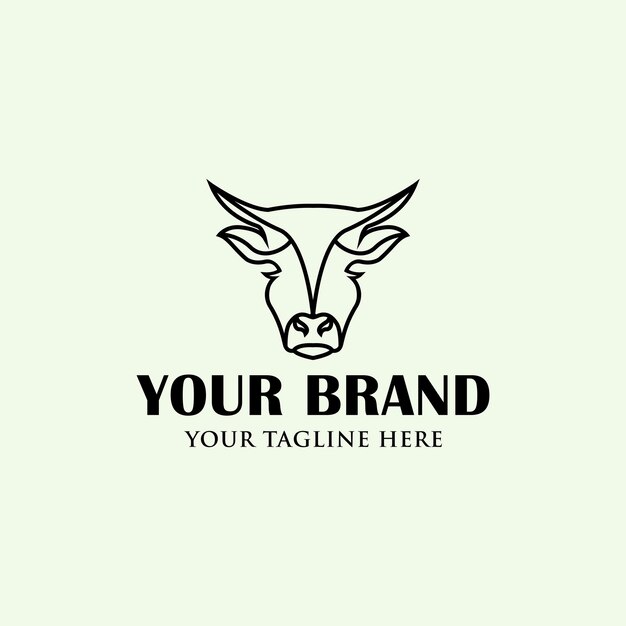 Vector del logotipo de la línea minimalista del ganado de la vaca cabeza wagyu