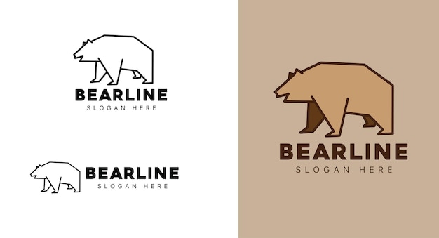 Vector de logotipo de línea de oso