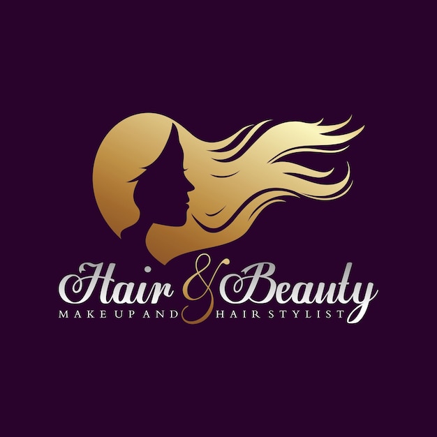 Vector vector de logotipo de lujo de cabello y belleza