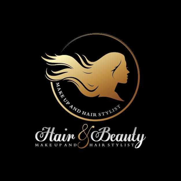 Vector vector de logotipo de lujo de cabello y belleza