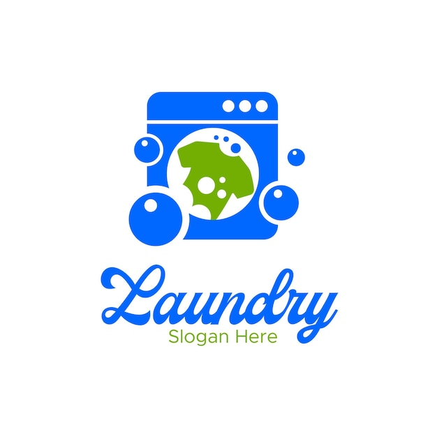 Vector del logotipo de la máquina de lavar ropa del servicio de lavandería