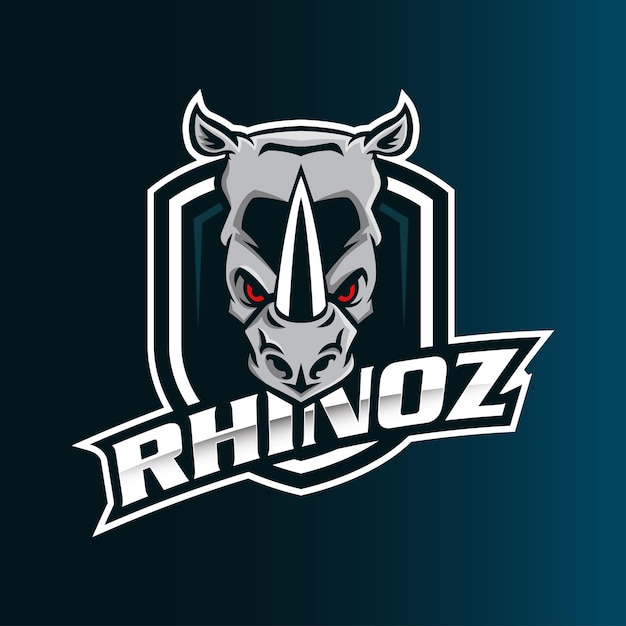 Vector de logotipo de mascota de cabeza de rinoceronte