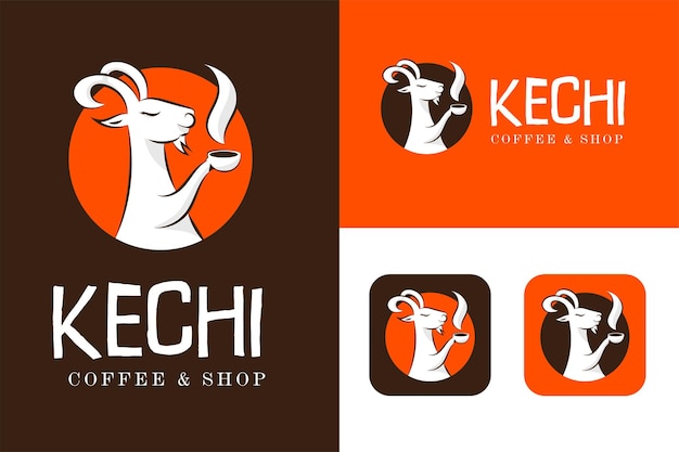 Vector de logotipo de mascota de café de bebida de cabra