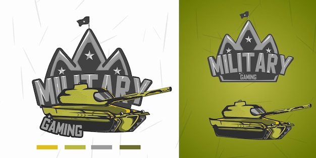 Vector de logotipo de mascota de deporte de juego de concepto de tanque militar editable