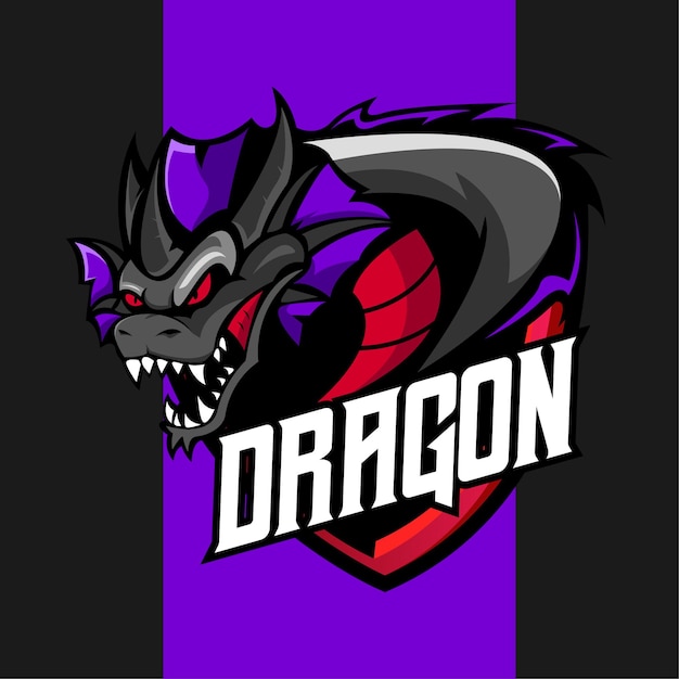 Vector de logotipo de mascota dragon esport