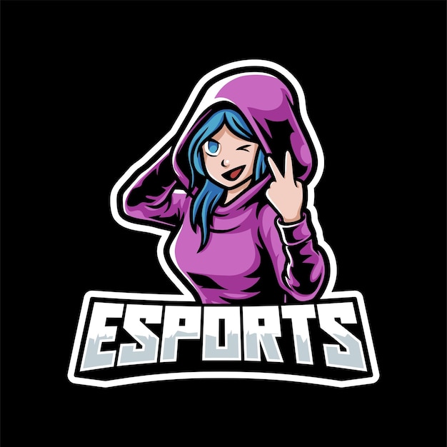 Vector de logotipo de mascota de esports de anime