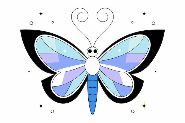 Vector del logotipo de la mascota mariposa sobre fondo blanco