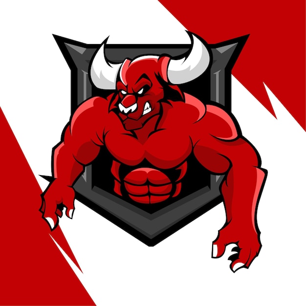 Vector de logotipo de mascota muscular bull esport