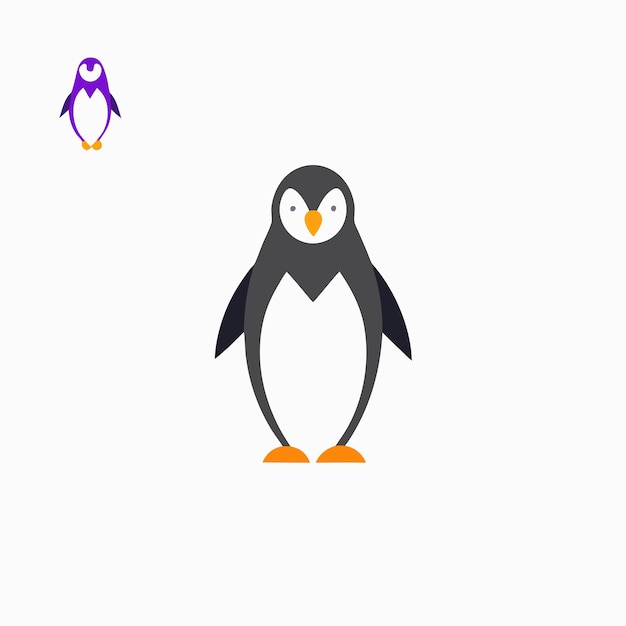 El vector del logotipo de la mascota del pingüino en fondo blanco