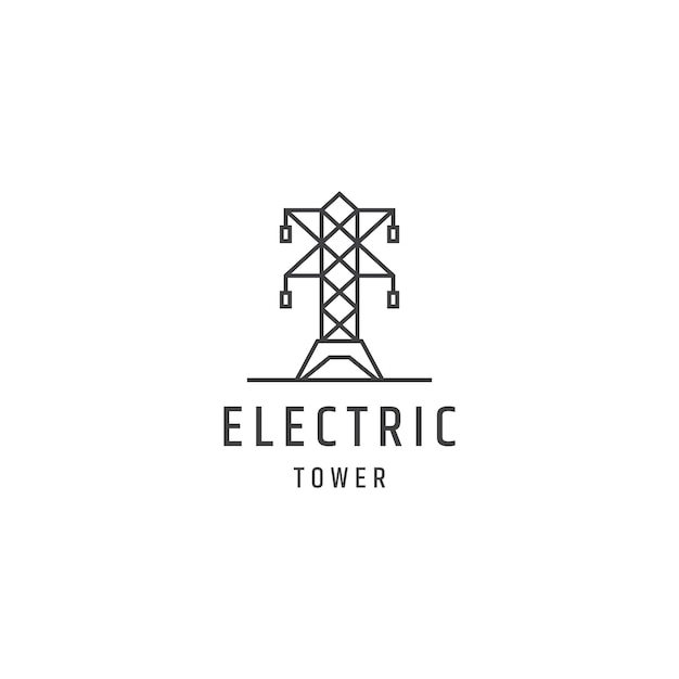 Vector vector de logotipo minimalista de línea de torre eléctrica