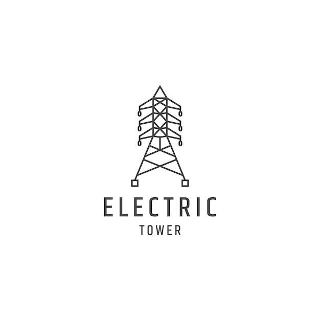 Vector vector de logotipo minimalista de línea de torre eléctrica