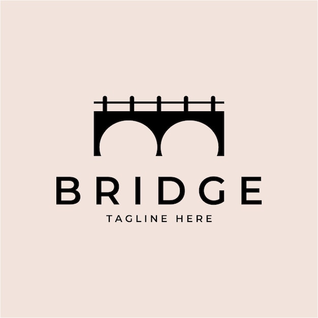 Vector de logotipo minimalista de puente plantilla de diseño de ilustración de icono simple