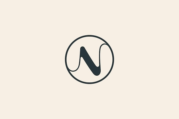 Vector de logotipo mínimo simple de letra N en marco de círculo