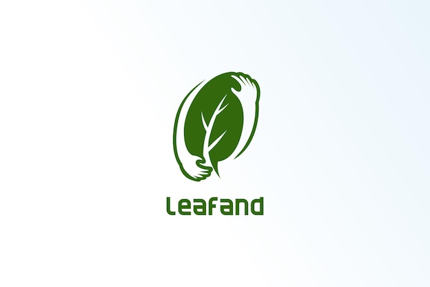 Vector vector de logotipo moderno minimalista y elegante con hoja de mano