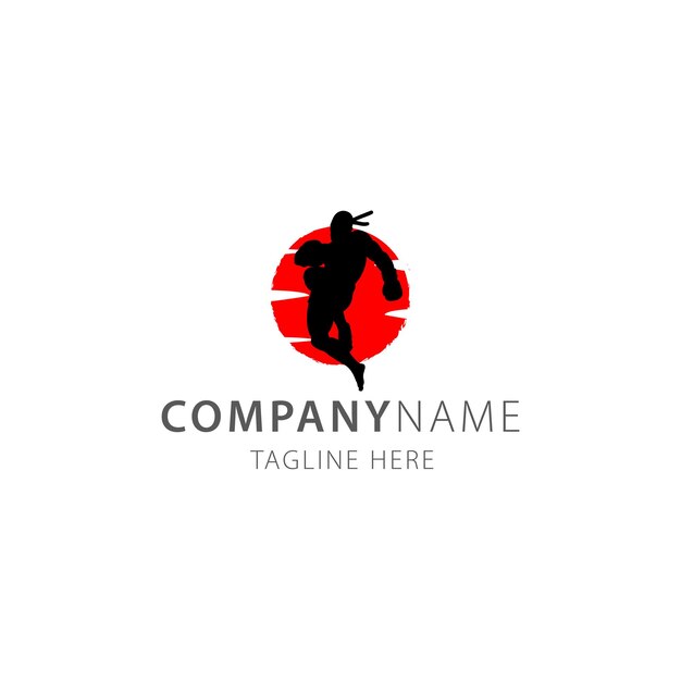 Vector de logotipo de muaythai de boxeo tailandés de silueta