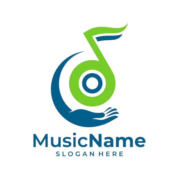 Vector de logotipo de música de cuidado plantilla de diseño de logotipo de cuidado de música