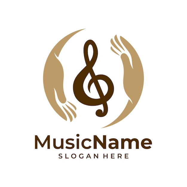 Vector de logotipo de música de cuidado Plantilla de diseño de logotipo de cuidado de música