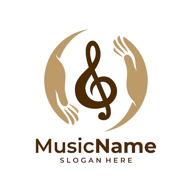 Vector de logotipo de música de cuidado plantilla de diseño de logotipo de cuidado de música