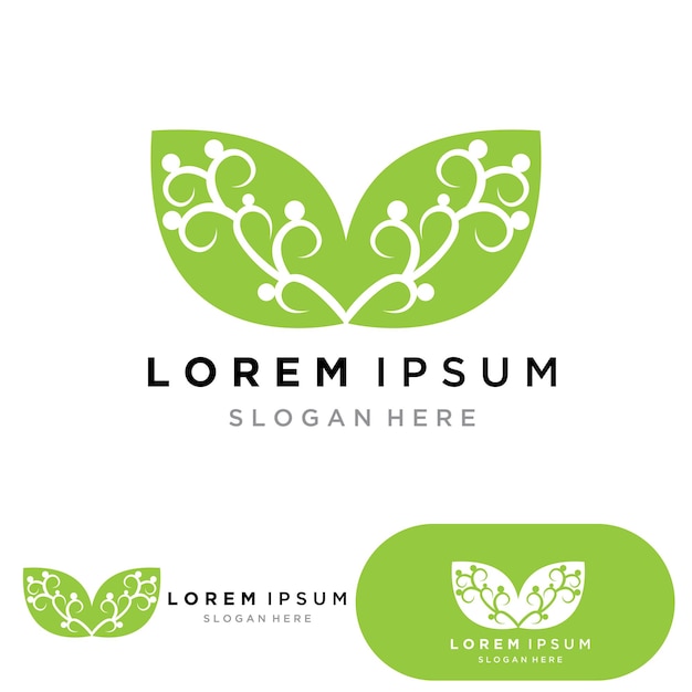Vector de logotipo de naturaleza verde de hoja de betel
