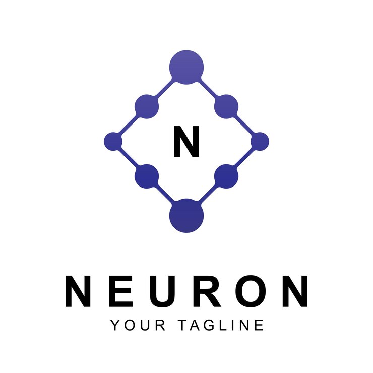Vector vector de logotipo de neurona con plantilla de eslogan