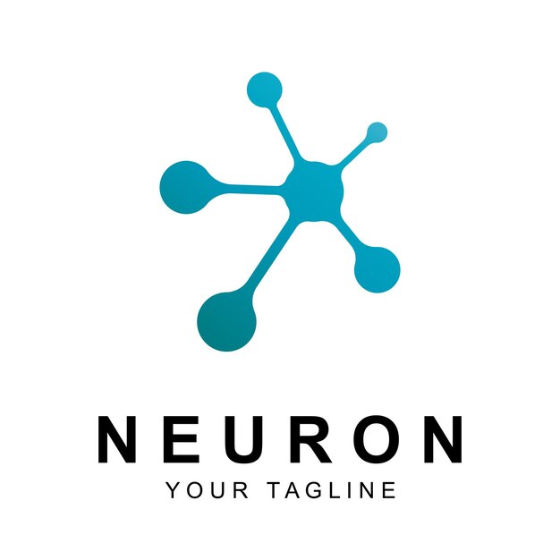 Vector de logotipo de neurona con plantilla de eslogan