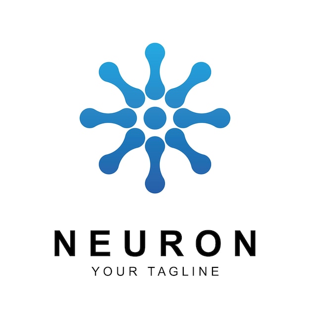 Vector de logotipo de neurona con plantilla de eslogan