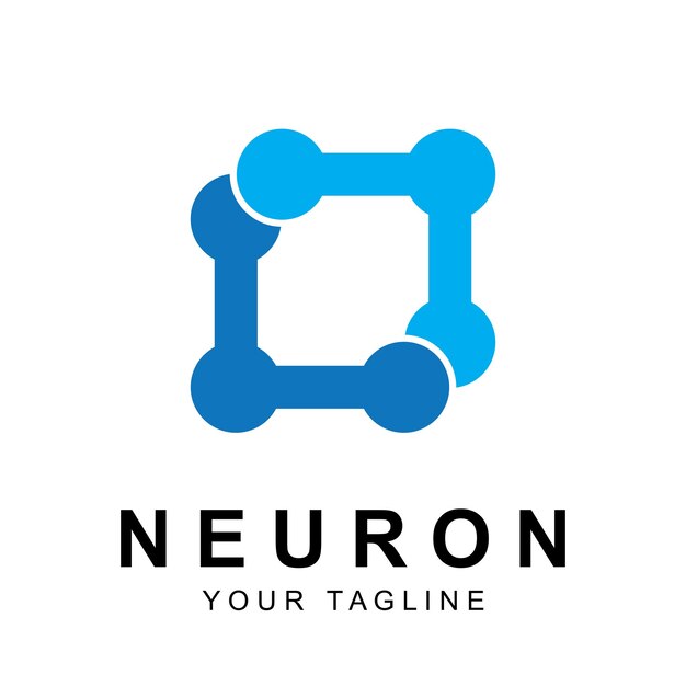 Vector de logotipo de neurona con plantilla de eslogan